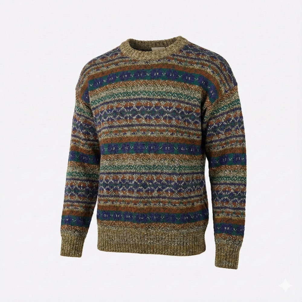 Vtg Grazia Made in Italy Sweater Men's L Wool Blend Fair Isle Geometric Grunge